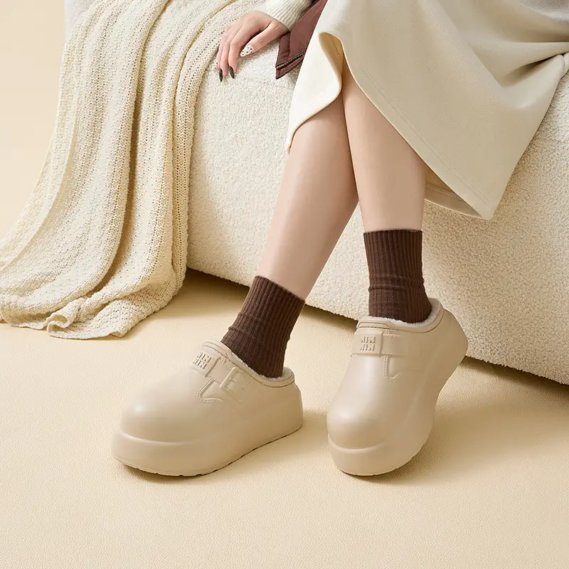 Home Cotton Slippers Winter Fashion New Home Indoor Non-Slip Thick Bottom Eva Waterproof Women's Cotton Slippers Winter Wholesale