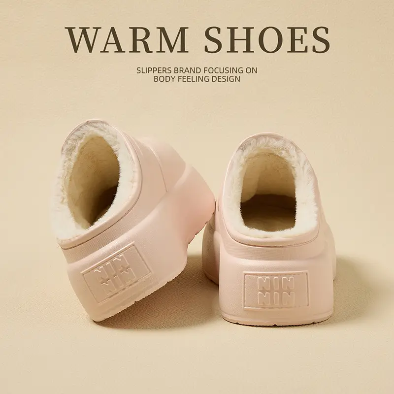 Home Cotton Slippers Winter Fashion New Home Indoor Non-Slip Thick Bottom Eva Waterproof Women's Cotton Slippers Winter Wholesale