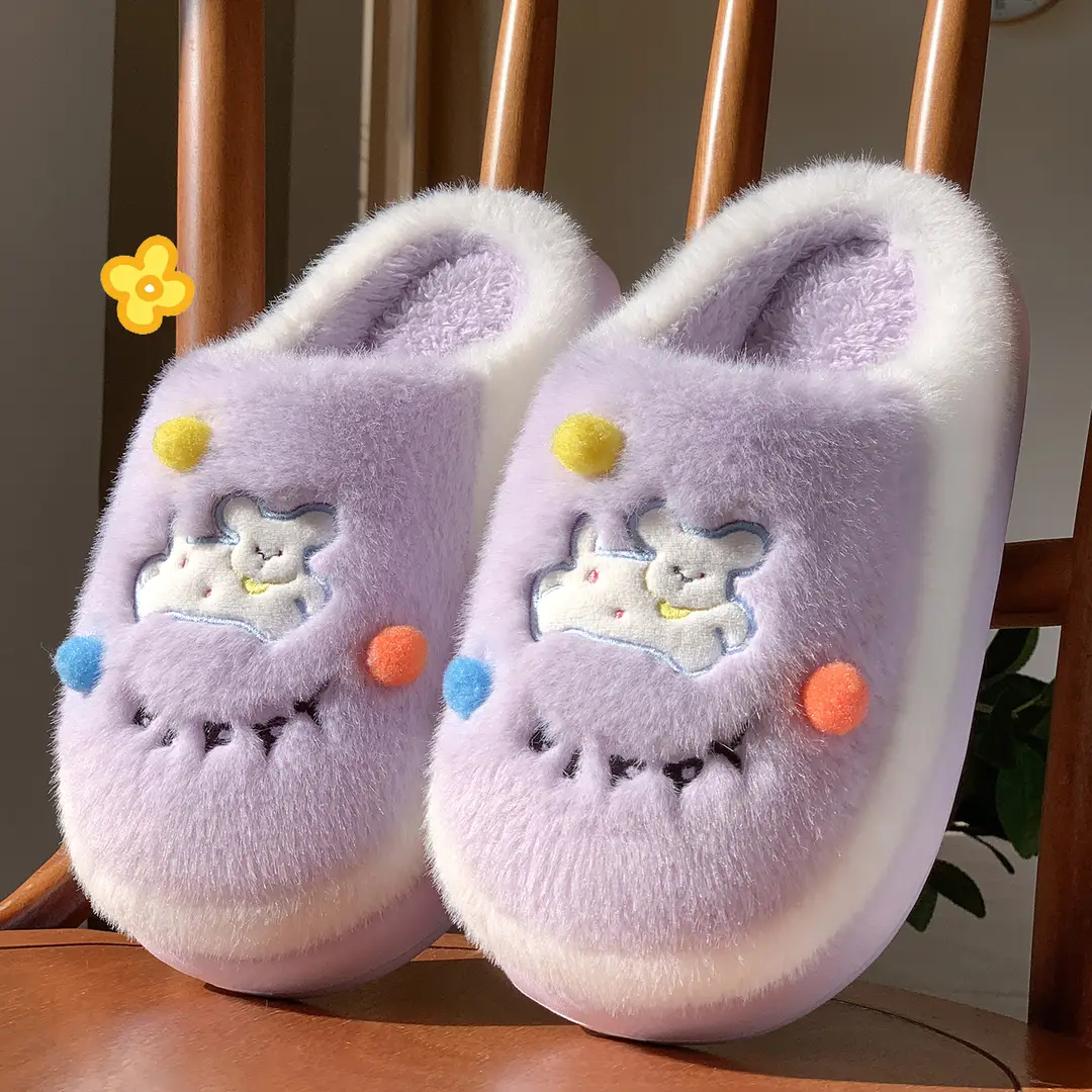 Lidani Cotton Slippers for Women, Winter 2025 New Model, Indoor Home Warm Non-Slip Couple Plush Slippers for Autumn and Winter