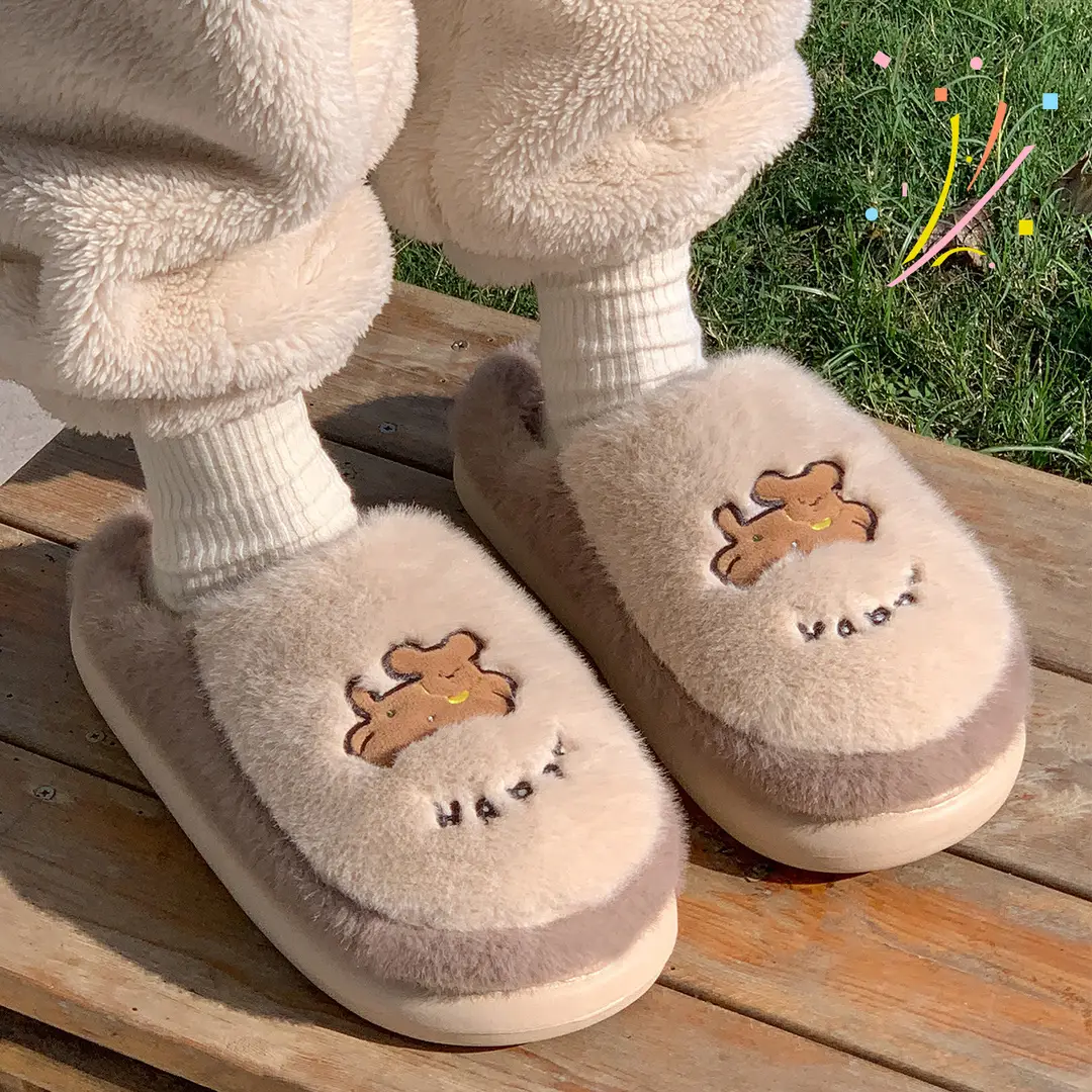 Lidani Cotton Slippers for Women, Winter 2025 New Model, Indoor Home Warm Non-Slip Couple Plush Slippers for Autumn and Winter