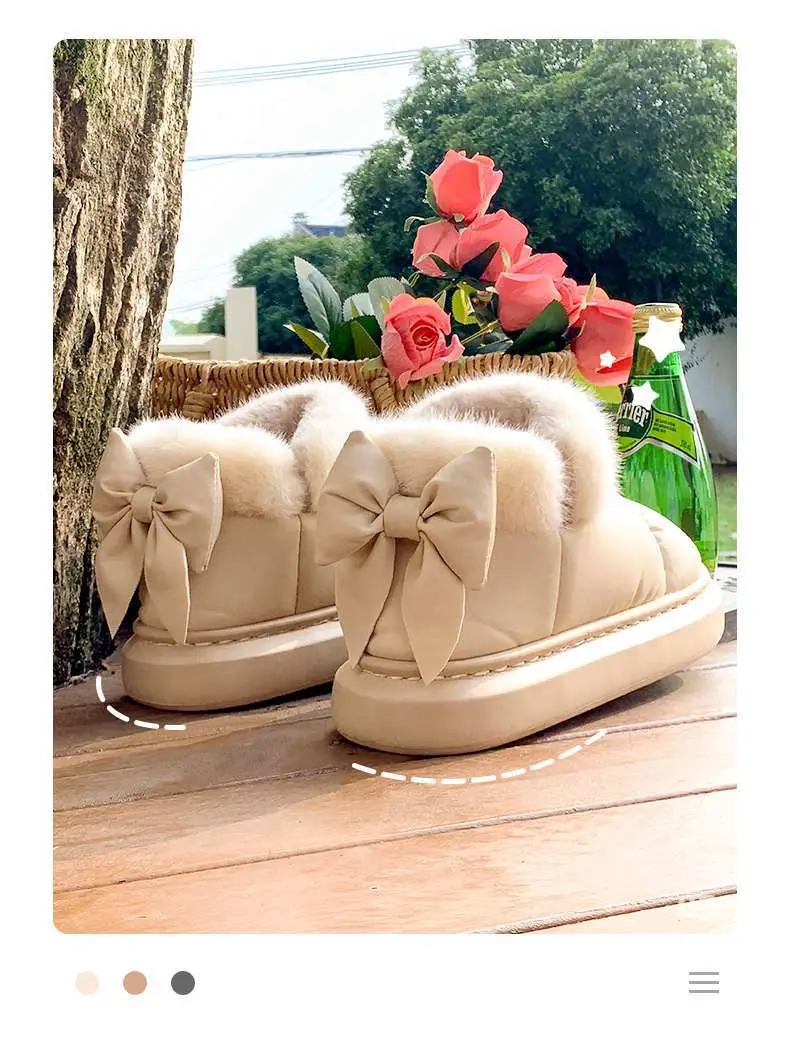 Women's Fleece Lined Snow Boots with Bow — feature 3