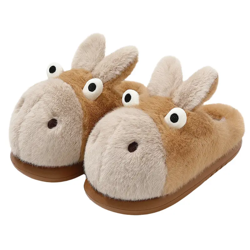 Cute Cartoon Cotton Slippers for Men, Winter Home Plush Warm Slippers for Couples, Indoor Non-Slip Furry Slippers for Women, Wholesale - Image 9