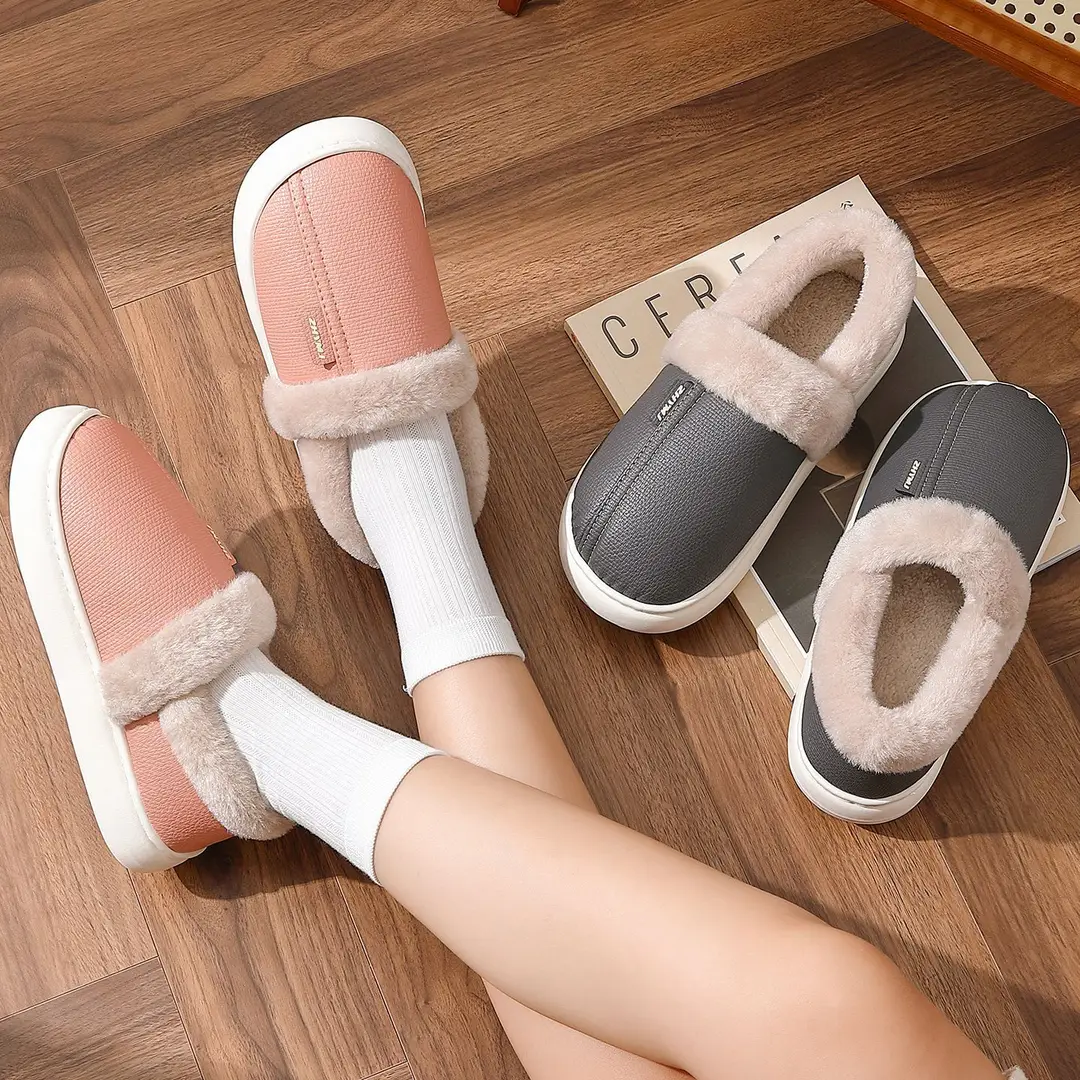 Waterproof Cotton Slippers for Women Winter Home Warm Plush Indoor Home Baotou Thick-Soled Wear-Resistant Cotton Slippers for Men Wholesale - Image 6