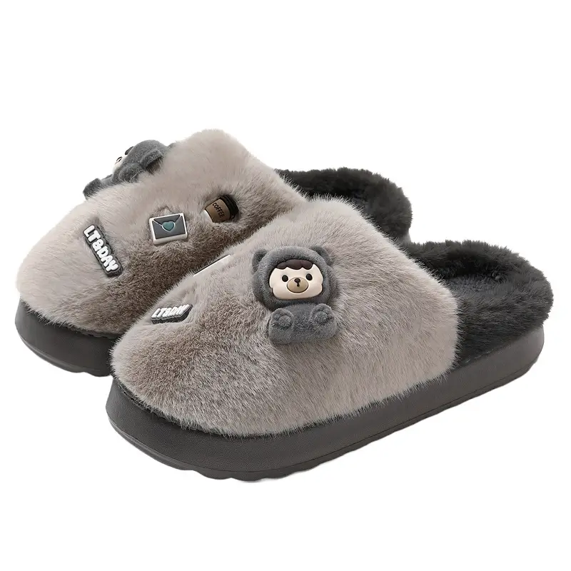 Men's Cartoon Bear Cotton Warm Slippers Winter Autumn - Image 9