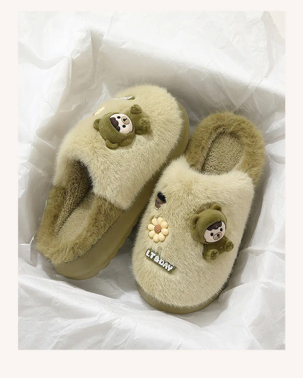 Men's Cartoon Bear Cotton Warm Slippers Winter Autumn — feature 8