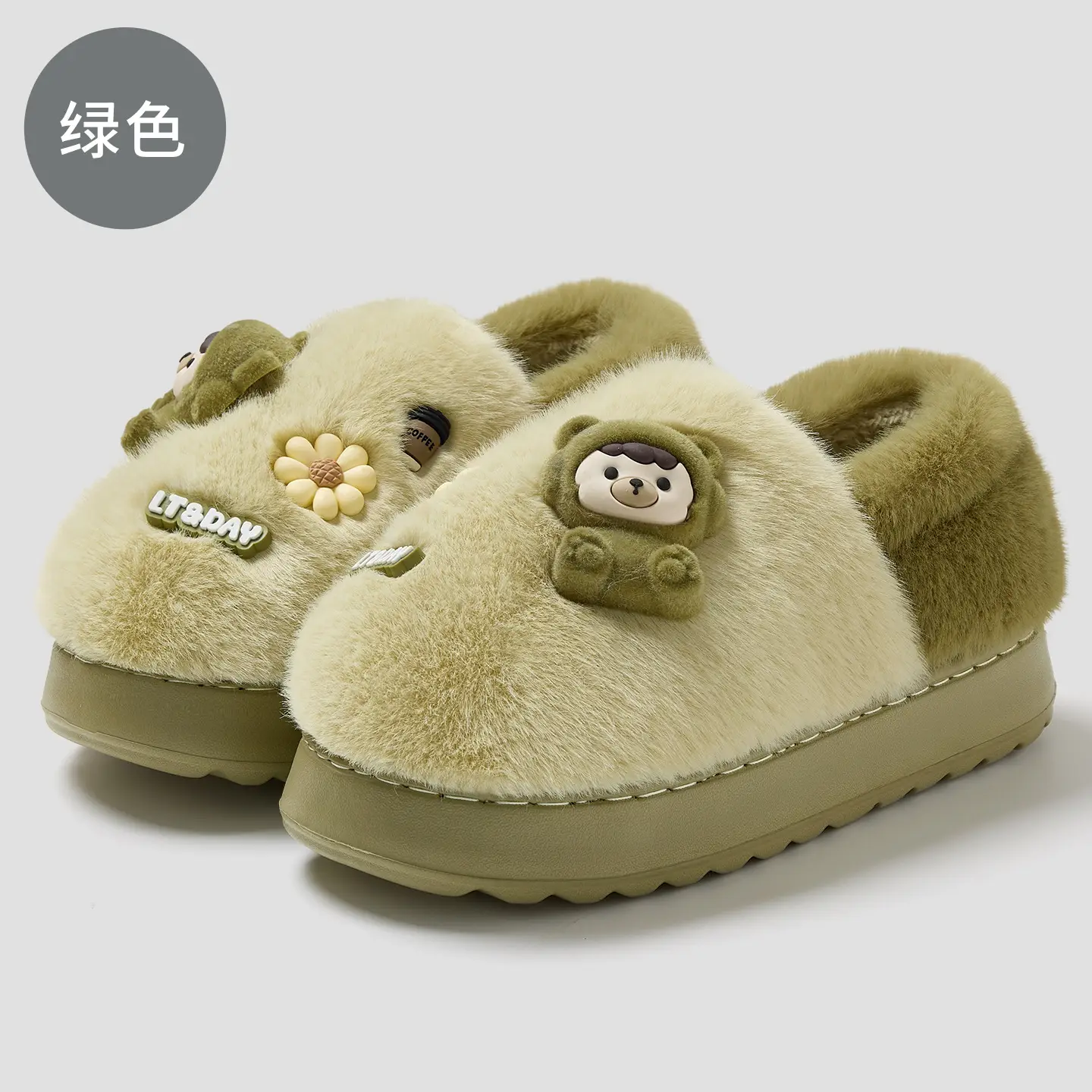 Winter Plush Cartoon Slippers for Men Women Winter Warm Indoor