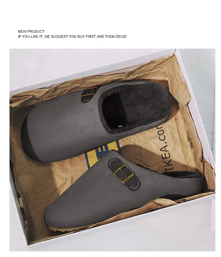 Baotou Slippers Men's Winter Velvet Warm Cotton Slippers Home Indoor Men's Outdoor Wear Non-Slip Soft Bottom Birkenstock Cotton Shoes — feature 9