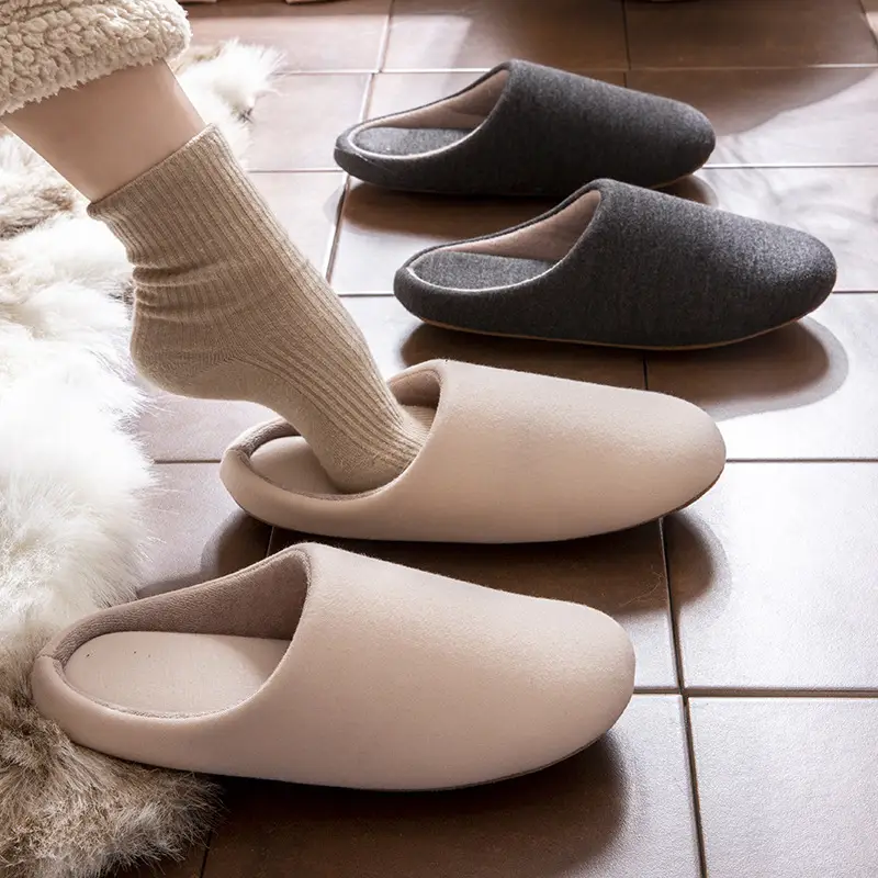Women's Cotton Slippers for Autumn and Winter, Japanese Style Indoor Soft-Soled Non-Slip Warm Men's Floor Slippers Maternity Slippers