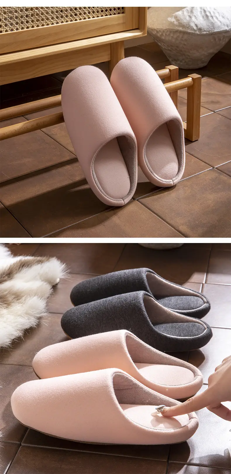 Women's Cotton Slippers for Autumn and Winter, Japanese Style Indoor Soft-Soled Non-Slip Warm Men's Floor Slippers Maternity Slippers — feature 9