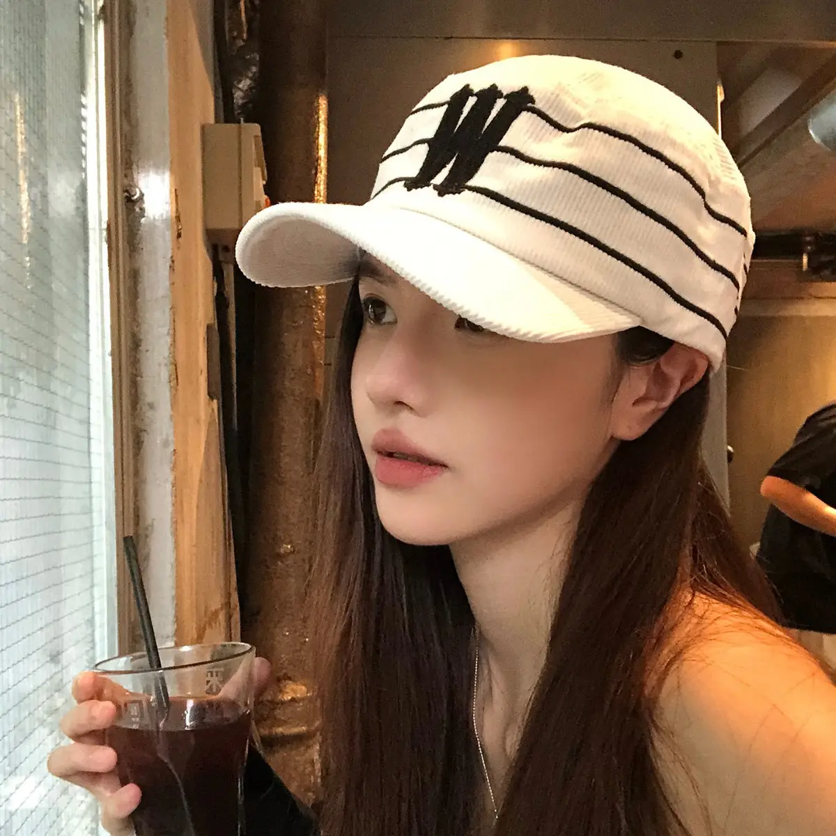 Women Korean Retro Striped Baseball Cap Spring Autumn - Image 5