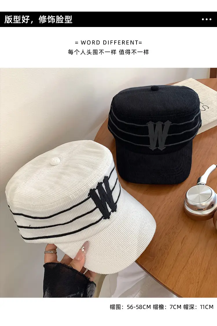 Women Korean Retro Striped Baseball Cap Spring Autumn — feature 2