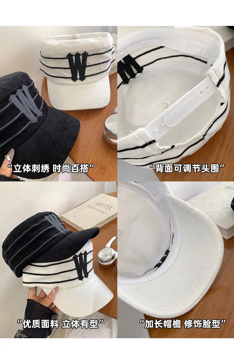 Women Korean Retro Striped Baseball Cap Spring Autumn — feature 3