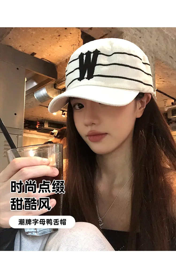 Women Korean Retro Striped Baseball Cap Spring Autumn — feature 4
