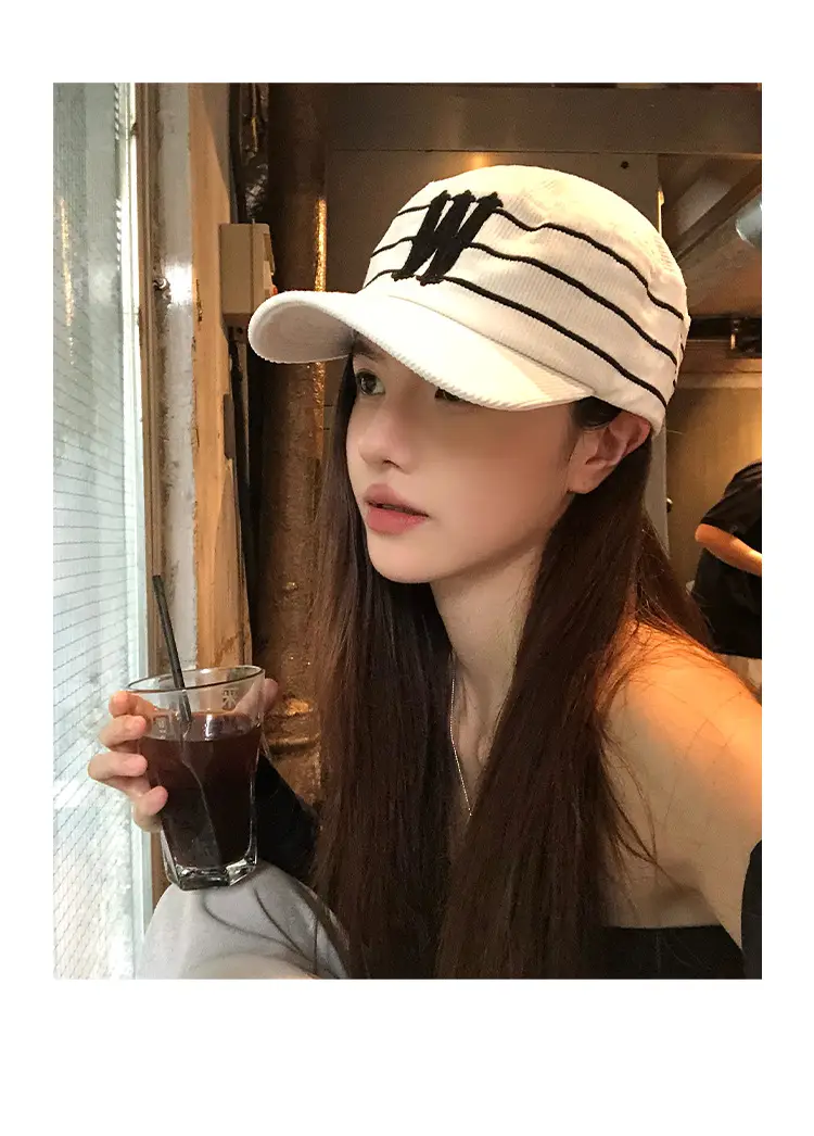 Women Korean Retro Striped Baseball Cap Spring Autumn — feature 6