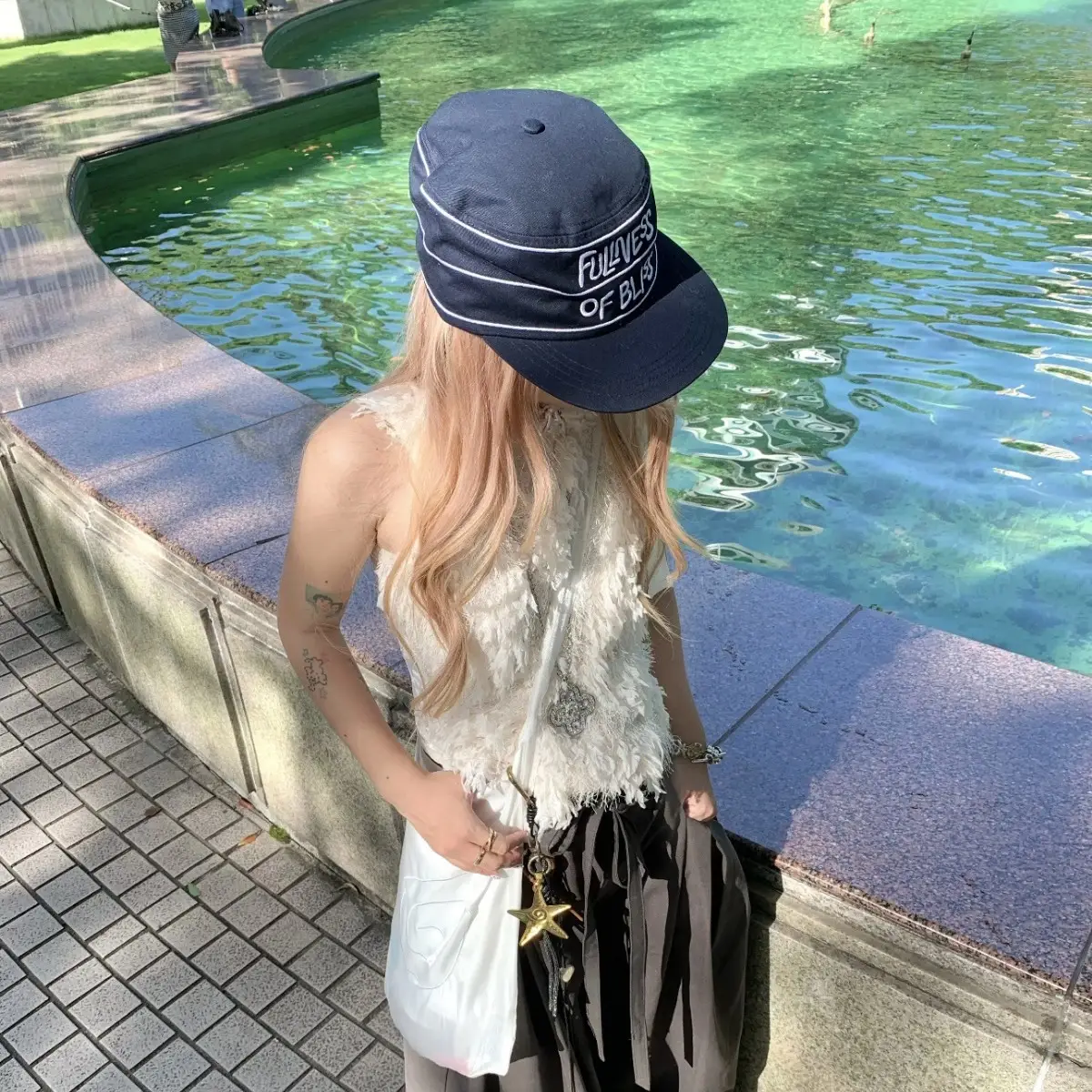 Navy Blue Embroidered Baseball Cap for Women