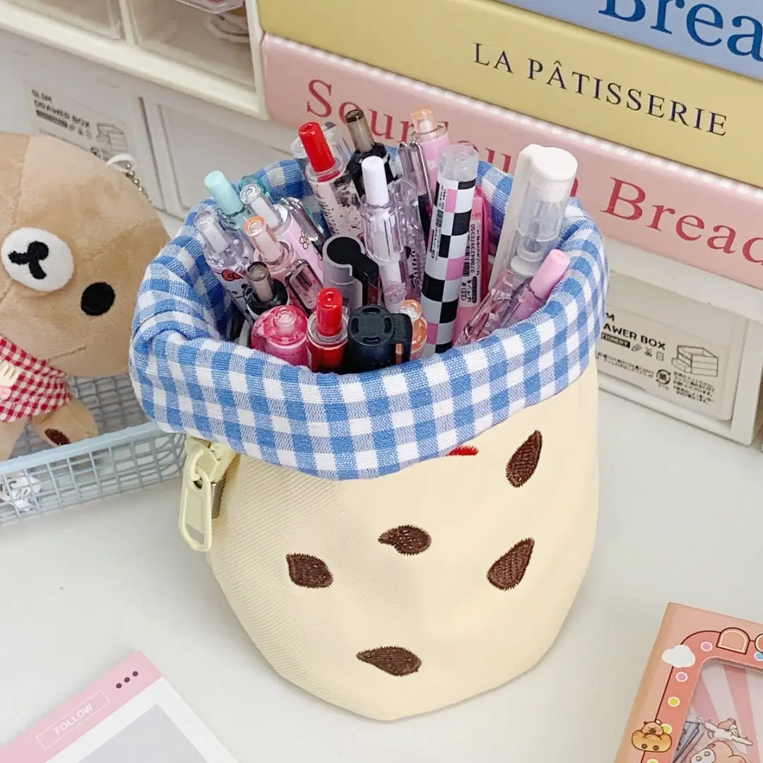 Vertical Flip Storage Bag, Foldable Pencil Bag, High-Looking Student Stationery Box, Creative Cute Cookie Pencil Bag