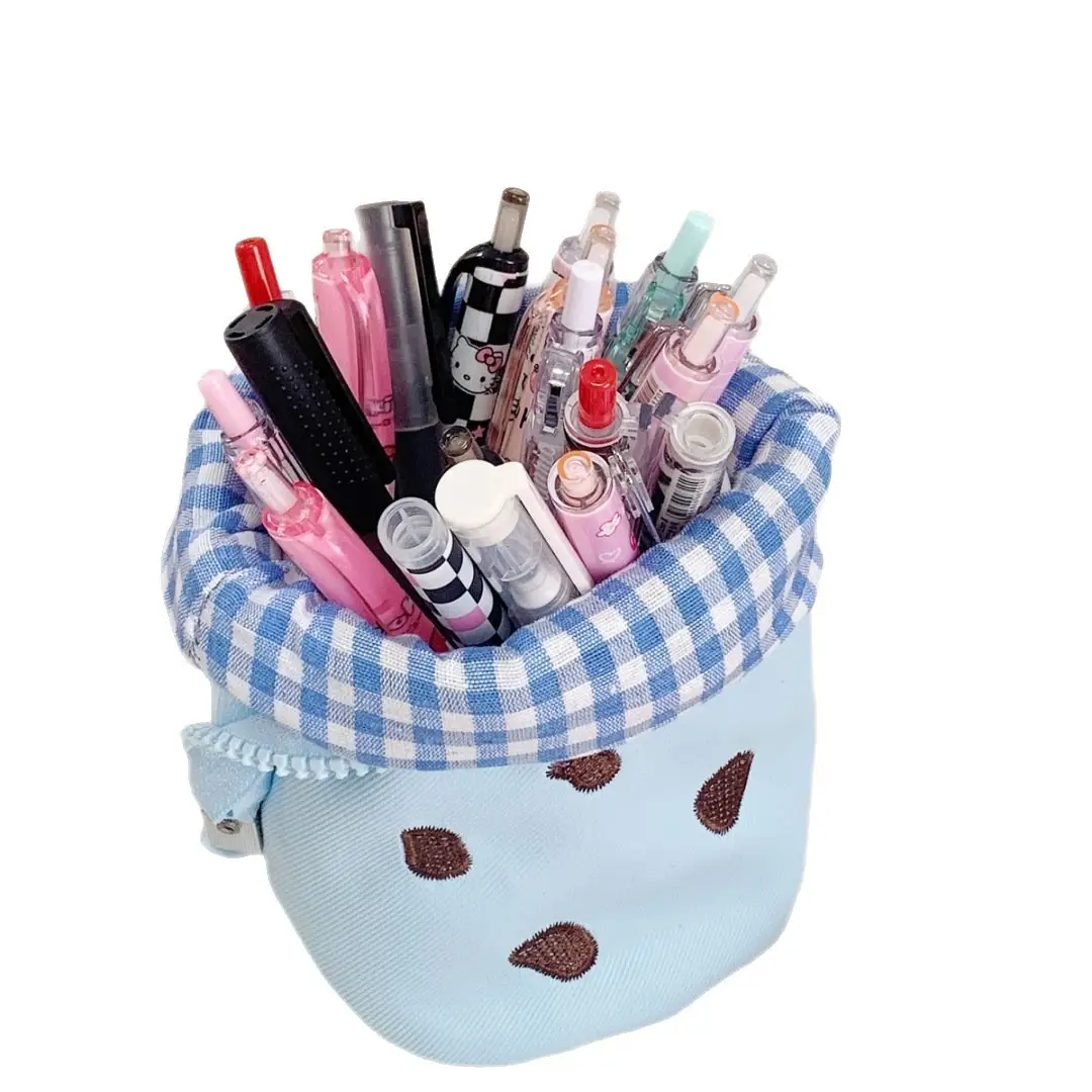 Vertical Flip Storage Bag, Foldable Pencil Bag, High-Looking Student Stationery Box, Creative Cute Cookie Pencil Bag