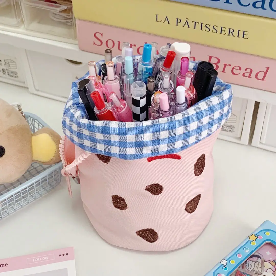 Vertical Flip Storage Bag, Foldable Pencil Bag, High-Looking Student Stationery Box, Creative Cute Cookie Pencil Bag