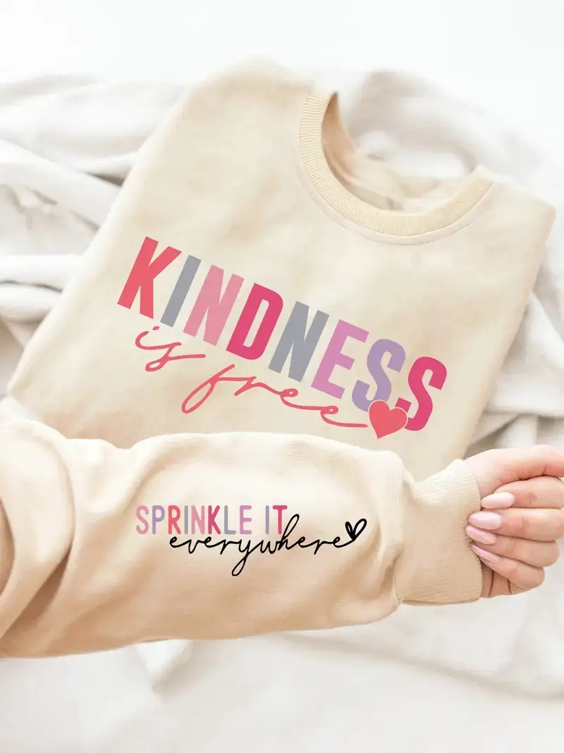 Women's Velvet Kindness Sweatshirt Beige - Image 3