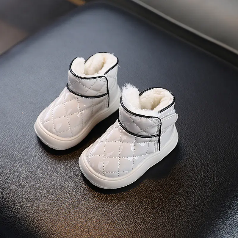 Baby Girl Fleece Lined Snow Boots Black White 1-2Y