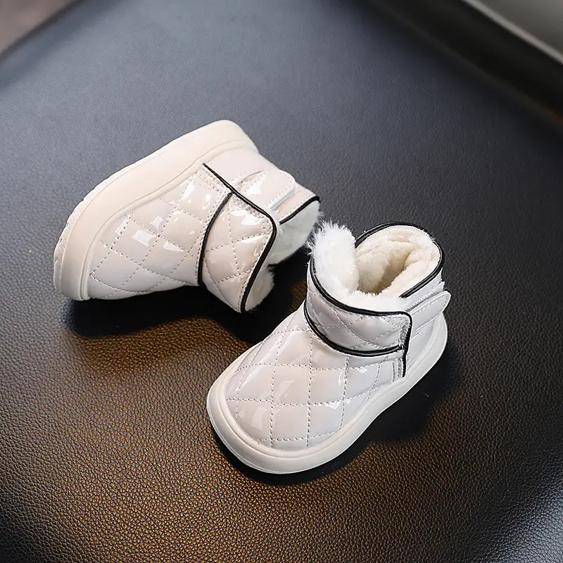 Baby Girl Fleece Lined Snow Boots Black White 1-2Y