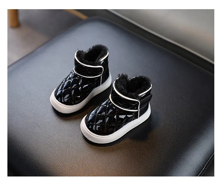 Baby Girl Fleece Lined Snow Boots Black White 1-2Y — feature 8