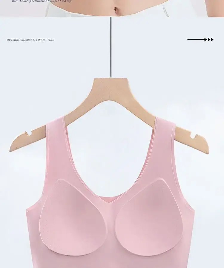 Seamless Fixed Cup Sports Bra for Women with Large Breasts, Push-Up and Auxiliary Breast Reduction, Large Size Sleep Vest Style Bra, Thin Style — feature 12