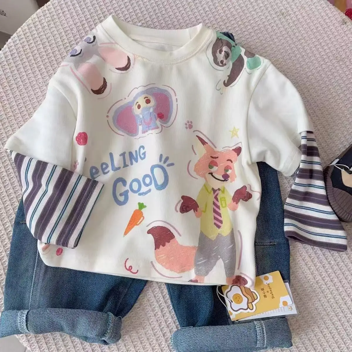 2025 Kids Cartoon Long Sleeve T-Shirt Set