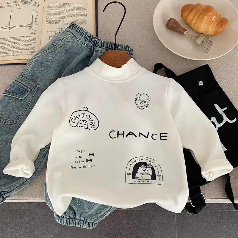 Kids Korean Style T-Shirt White Black Chancer
