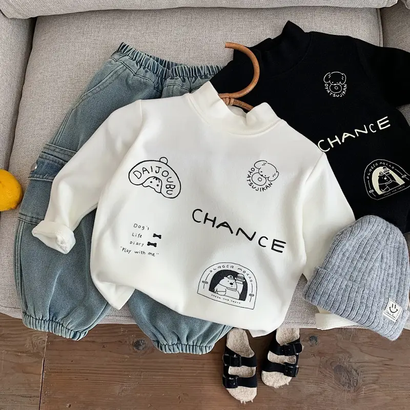 Kids Korean Style T-Shirt White Black Chancer