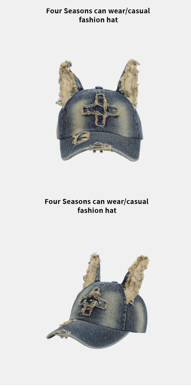 American Retro Doberman Distressed Denim Cap 117g — feature 10