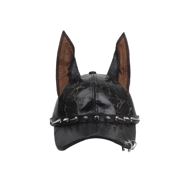 PU Leather Doberman Hat with Rivets Unisex Hip Hop Cap - Image 8