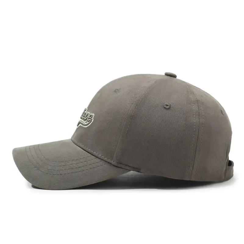 Korean Style Grey Baseball Cap with Embroidery for Spring Autumn