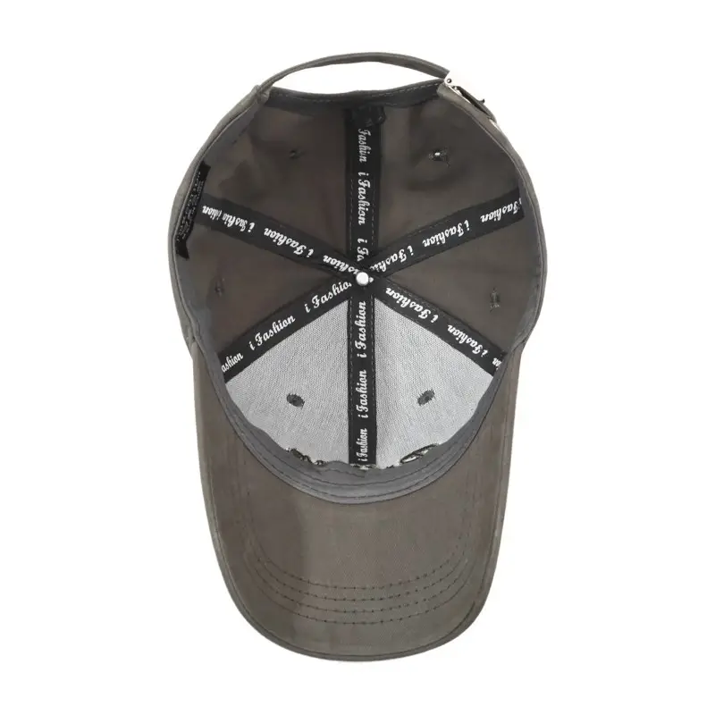 Korean Style Grey Baseball Cap with Embroidery for Spring Autumn