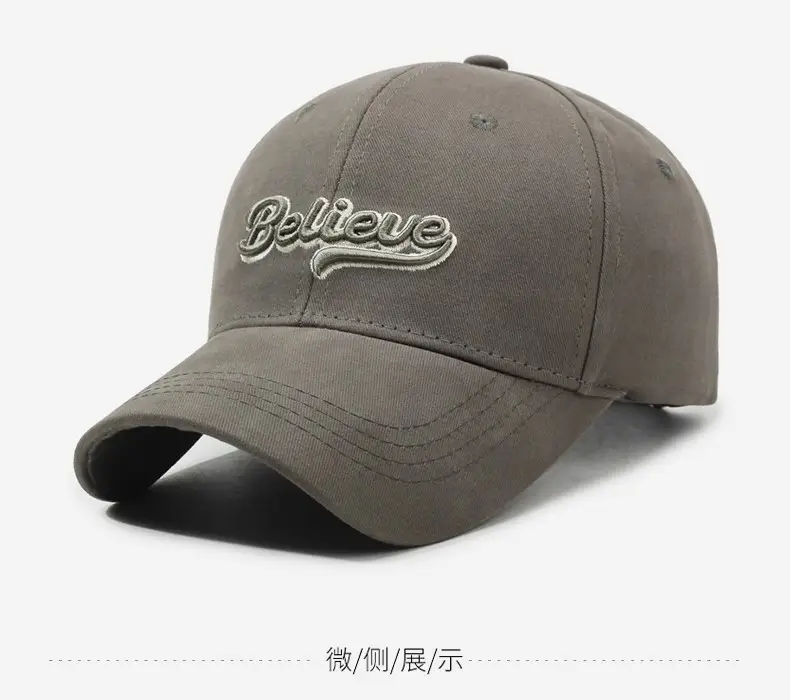 Korean Style Grey Baseball Cap with Embroidery for Spring Autumn — feature 6