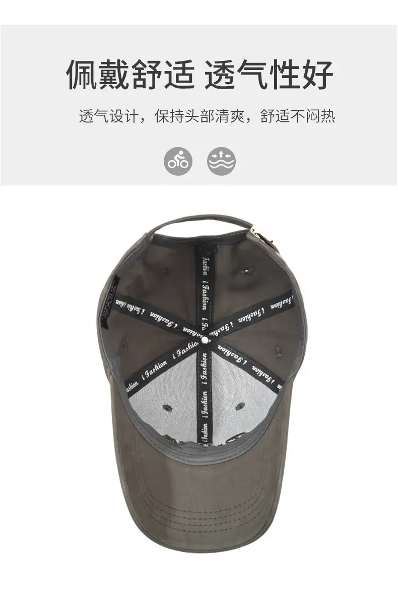 Korean Style Grey Baseball Cap with Embroidery for Spring Autumn — feature 8