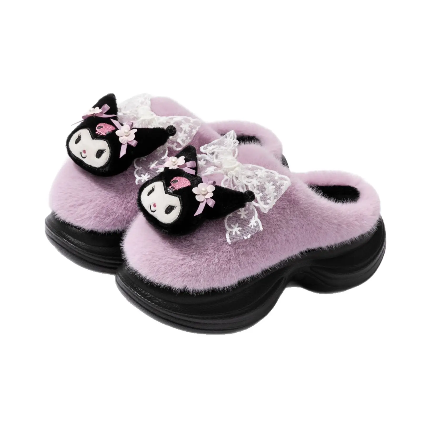 Cat Girl Pink Fluffy Slippers with Cartoon Decor - Image 8