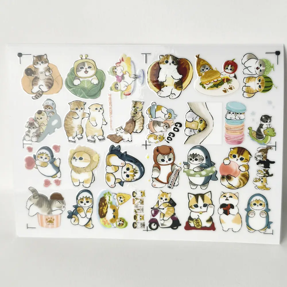 Mofusand Hollow Three-Dimensional Waterproof Decorative Stickers Notebook Uv Transfer Stickers Crystal Label Customization - Image 3