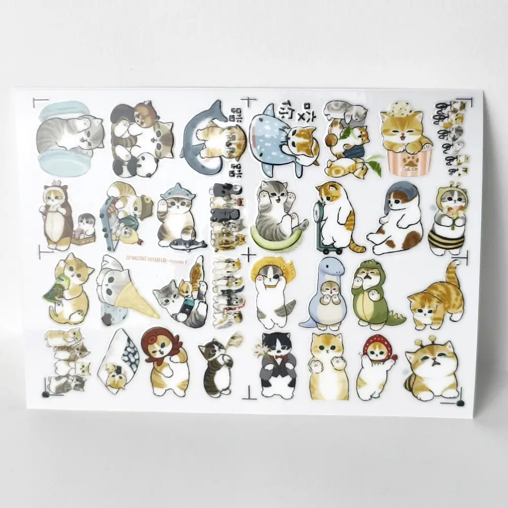 Mofusand Hollow Three-Dimensional Waterproof Decorative Stickers Notebook Uv Transfer Stickers Crystal Label Customization - Image 4