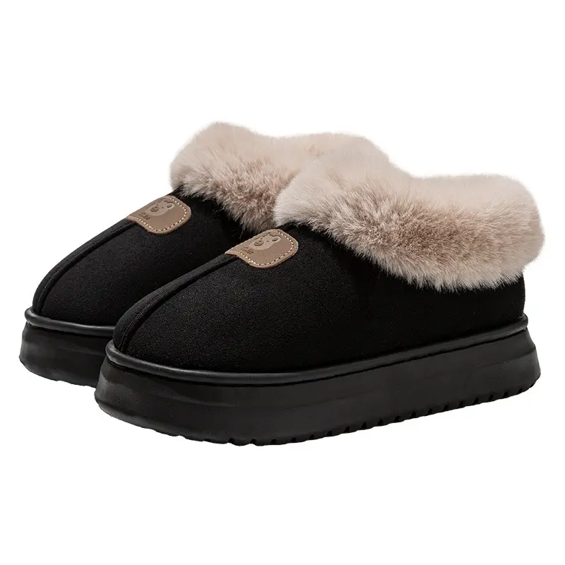 Thick-Soled Bag-Heeled Cotton Slippers for Women in Autumn and Winter, Soft-Soled Home Warm Home Couple Snow Boots for Men to Wear Outside - Image 9