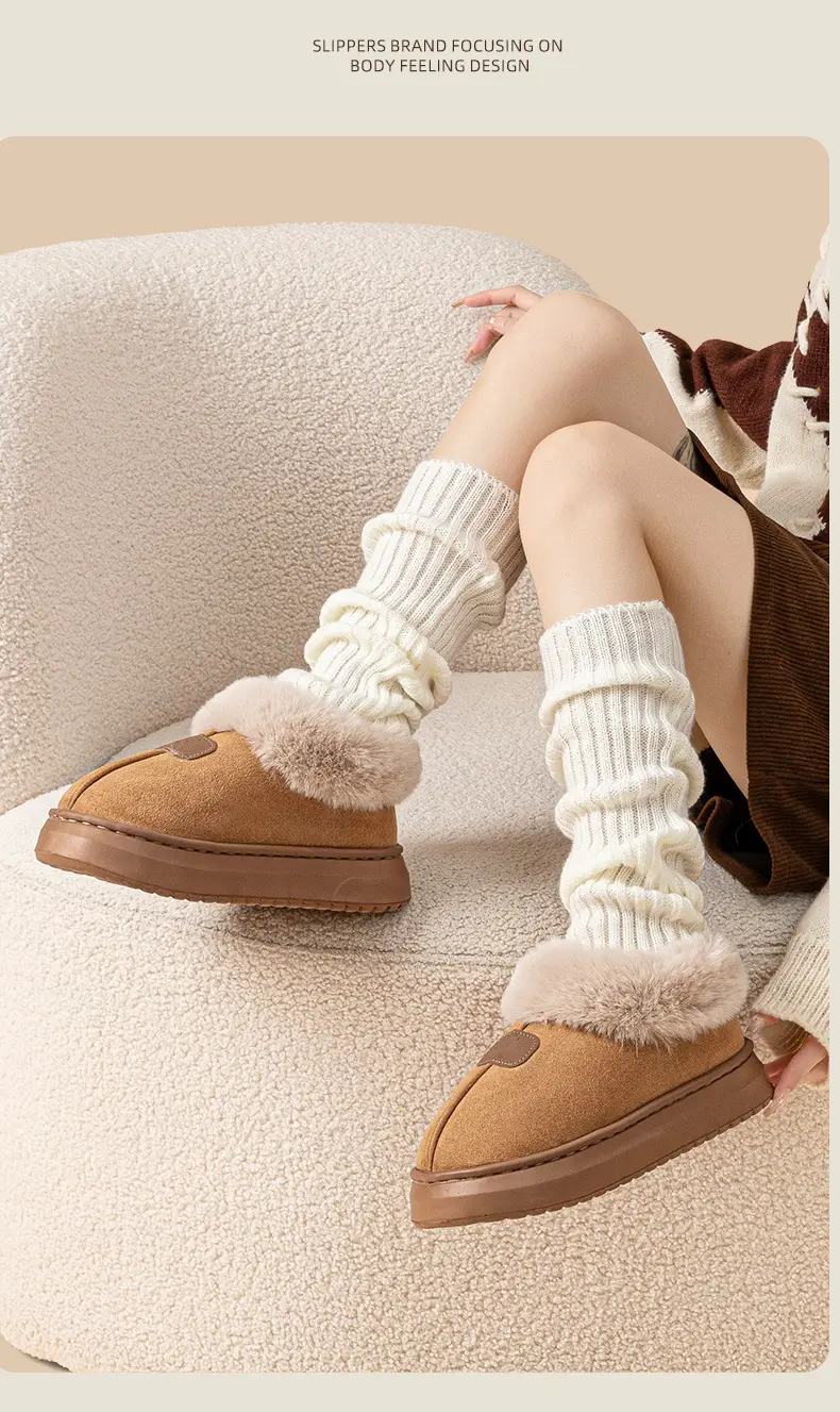 Thick-Soled Bag-Heeled Cotton Slippers for Women in Autumn and Winter, Soft-Soled Home Warm Home Couple Snow Boots for Men to Wear Outside — feature 10