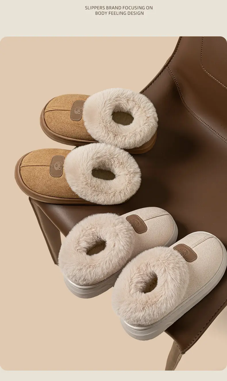 Thick-Soled Bag-Heeled Cotton Slippers for Women in Autumn and Winter, Soft-Soled Home Warm Home Couple Snow Boots for Men to Wear Outside — feature 11