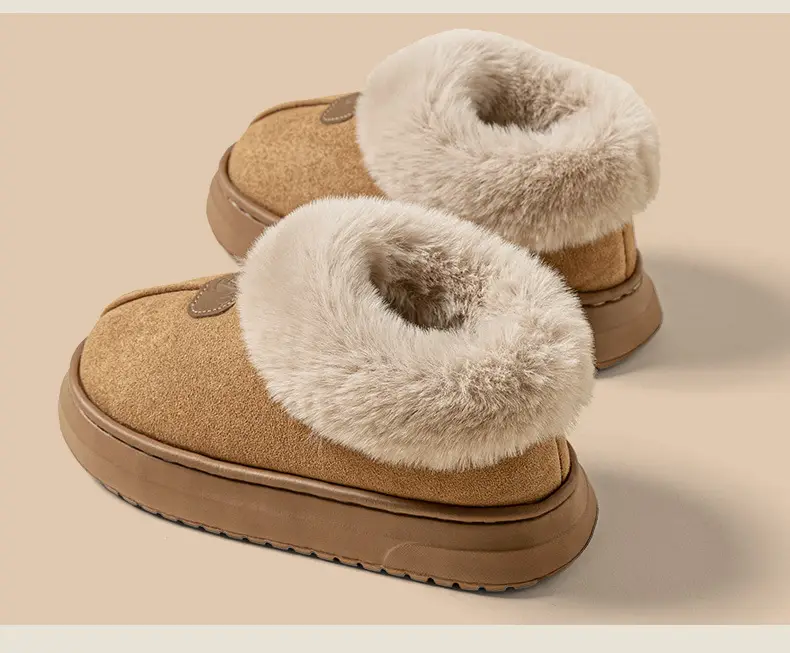 Thick-Soled Bag-Heeled Cotton Slippers for Women in Autumn and Winter, Soft-Soled Home Warm Home Couple Snow Boots for Men to Wear Outside — feature 2