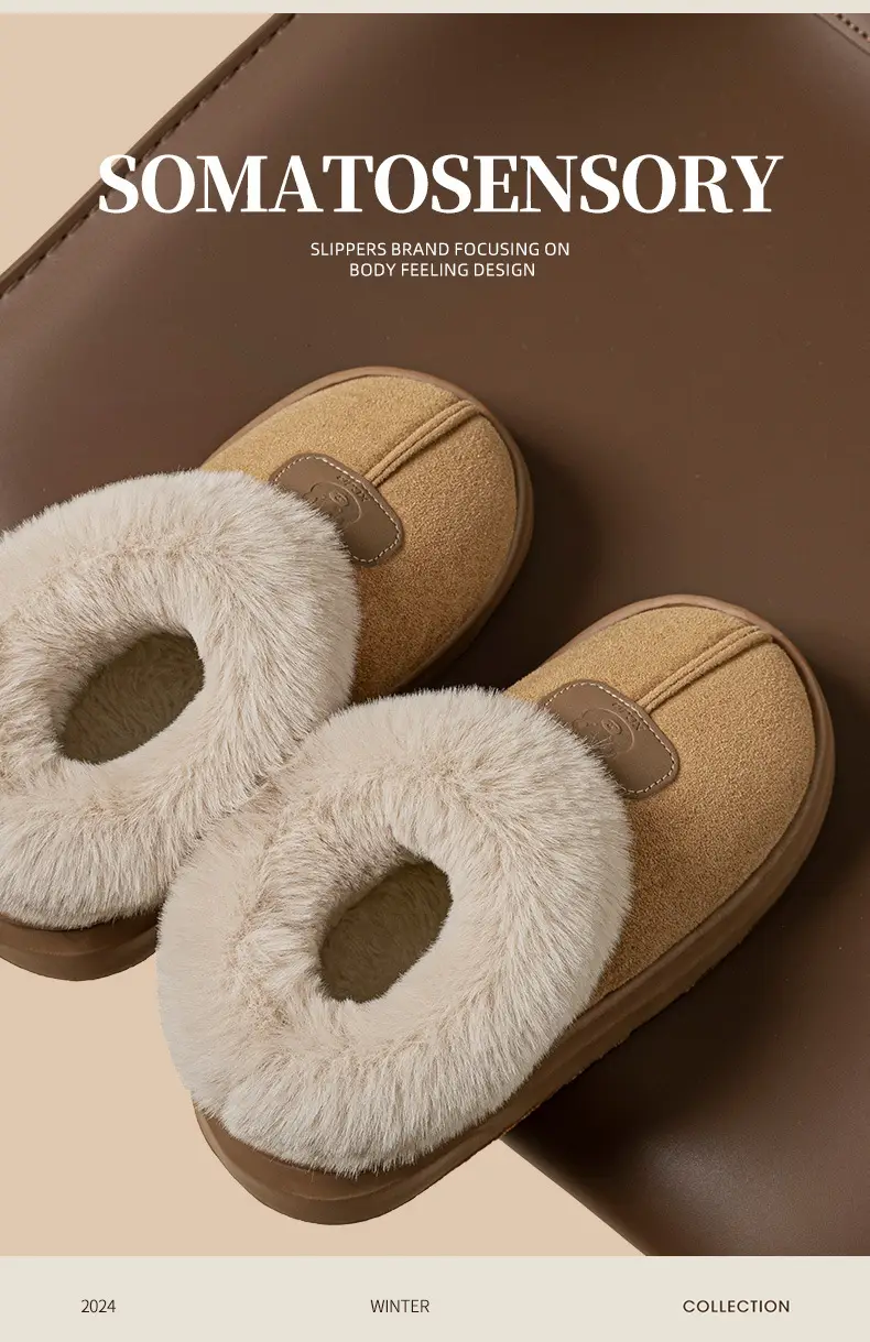 Thick-Soled Bag-Heeled Cotton Slippers for Women in Autumn and Winter, Soft-Soled Home Warm Home Couple Snow Boots for Men to Wear Outside — feature 4