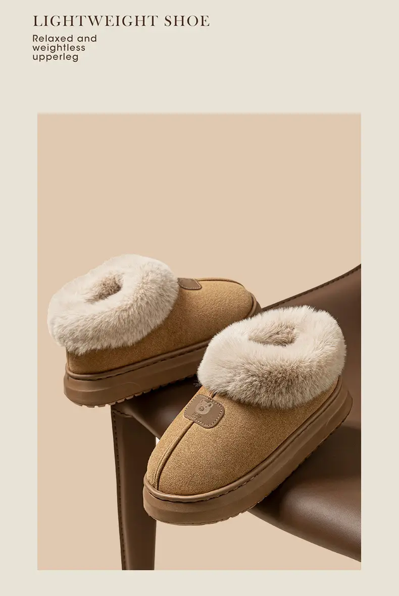 Thick-Soled Bag-Heeled Cotton Slippers for Women in Autumn and Winter, Soft-Soled Home Warm Home Couple Snow Boots for Men to Wear Outside — feature 5