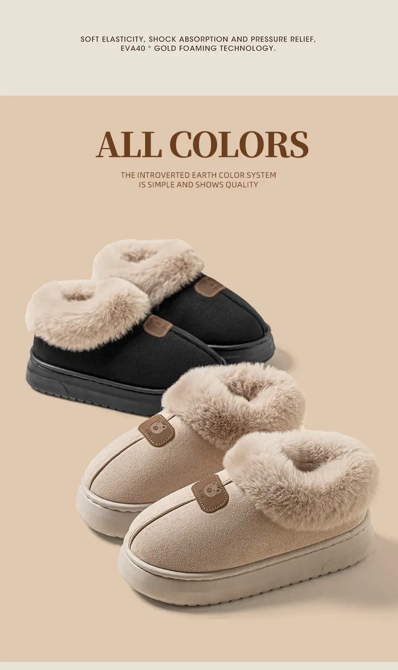 Thick-Soled Bag-Heeled Cotton Slippers for Women in Autumn and Winter, Soft-Soled Home Warm Home Couple Snow Boots for Men to Wear Outside — feature 8