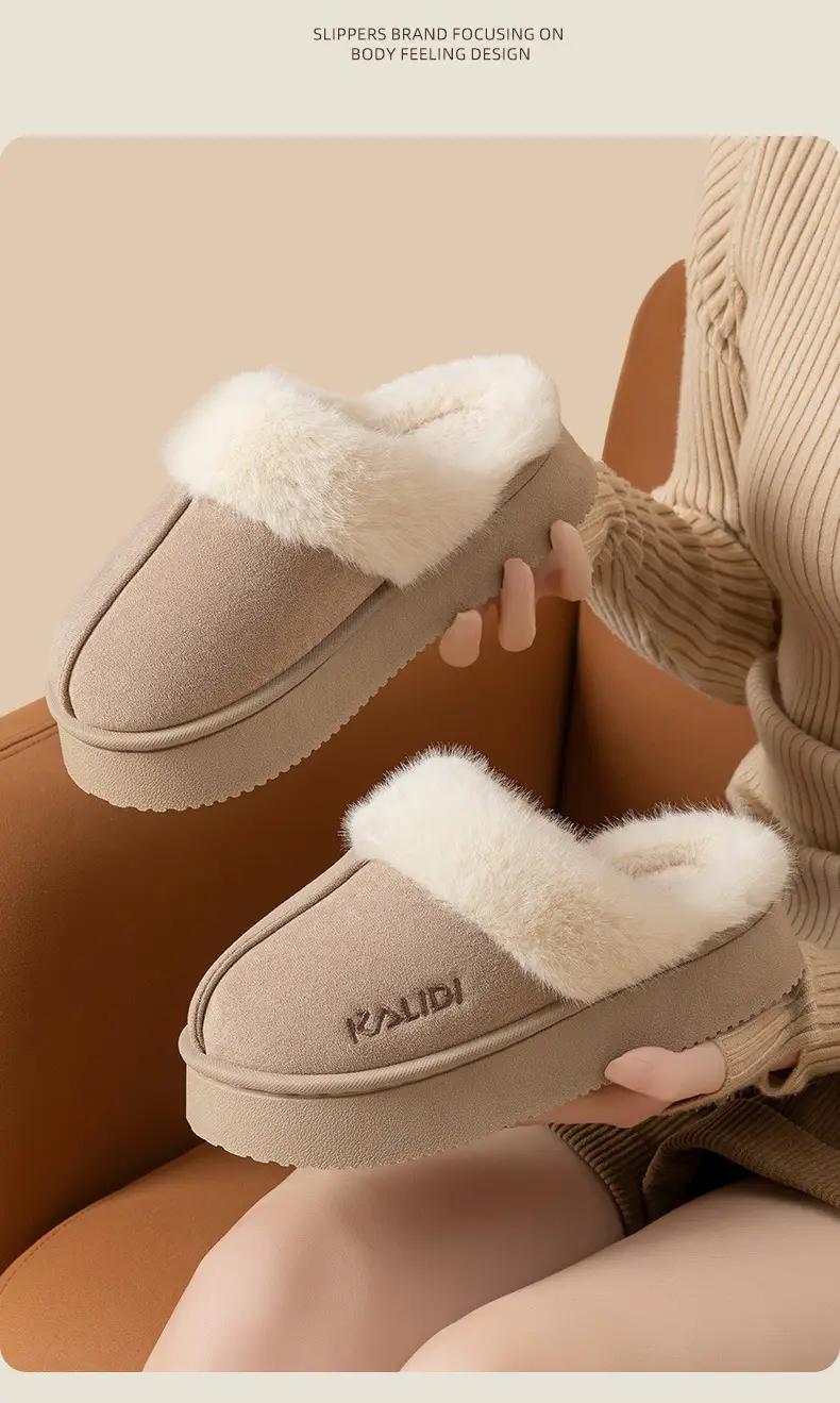 Women's Cotton Warm Slippers Closed Toe Autumn Winter — feature 12