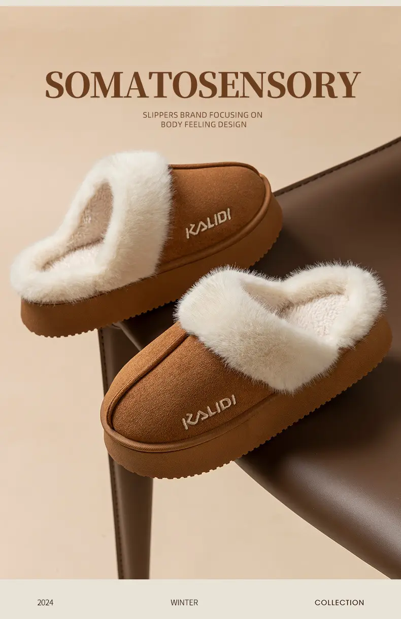 Women's Cotton Warm Slippers Closed Toe Autumn Winter — feature 4