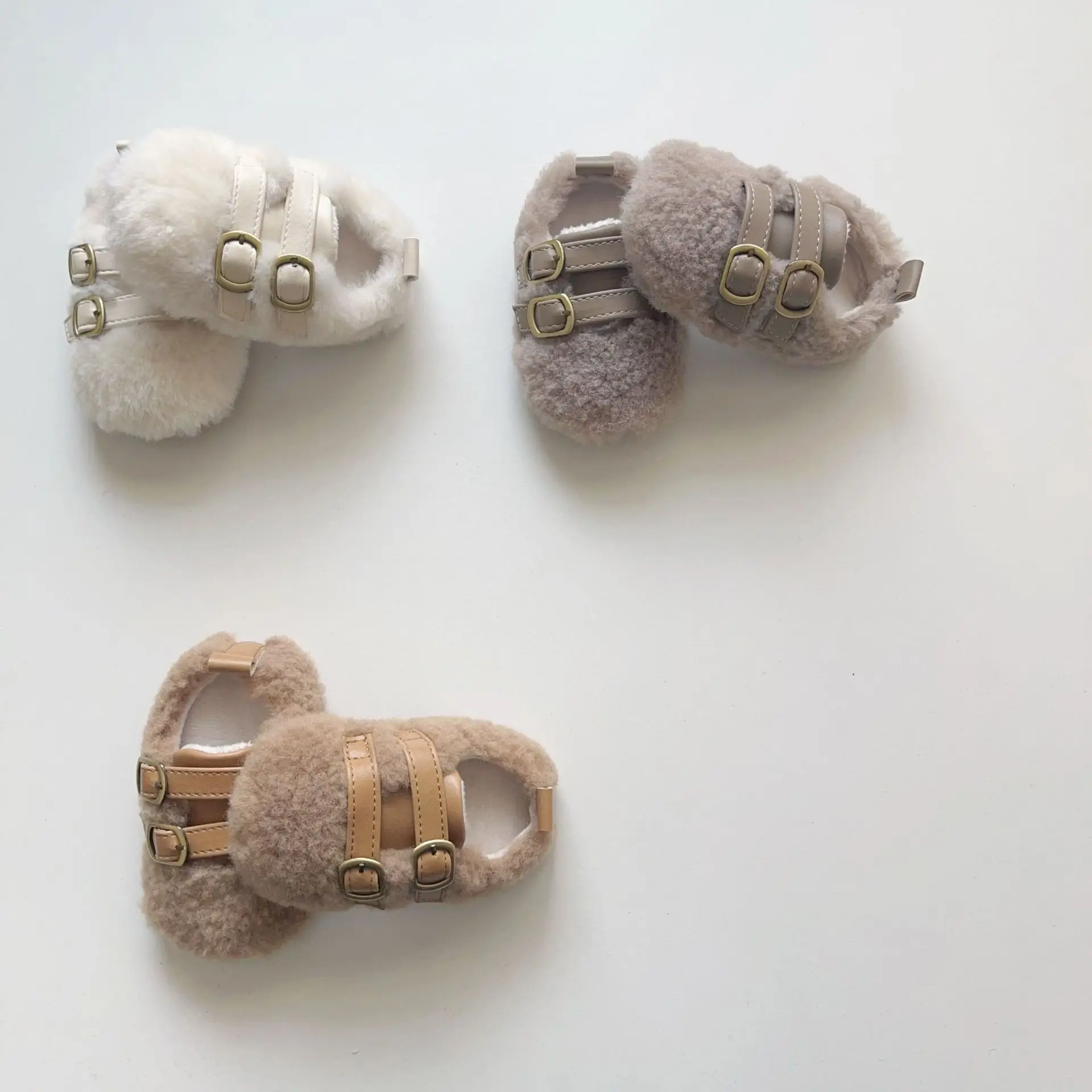 Baby Velvet Faux Fur Laced Shoes for Toddler Winter