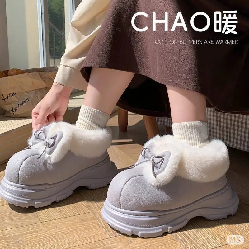 Women's Bow Bowled Bow Warm Slippers High Top